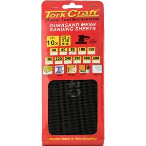Tork Craft Durasand Mesh Sanding Sheet 80Grit 93 X 230mm 10Pc Per Pack Tork Craft Durasand Mesh Sanding Sheet 80Grit 93 X 230mm 10Pc Per Pack