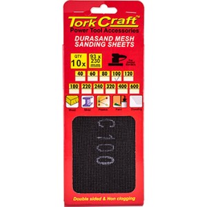 Tork Craft Durasand Mesh Sanding Sheet 100Grit 93 X 230mm 10Pc Per Pack Tork Craft Durasand Mesh Sanding Sheet 100Grit 93 X 230mm 10Pc Per Pack