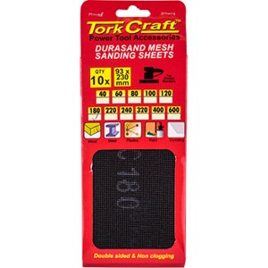 Tork Craft Durasand Mesh Sanding Sheet 180Grit 93 X 230mm 10Pc Per Pack Tork Craft Durasand Mesh Sanding Sheet 180Grit 93 X 230mm 10Pc Per Pack