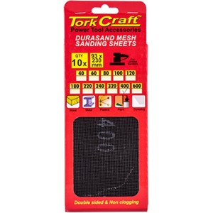 Tork Craft Durasand Mesh Sanding Sheet 400Grit 93 X 230mm 10Pc Per Pack Tork Craft Durasand Mesh Sanding Sheet 400Grit 93 X 230mm 10Pc Per Pack