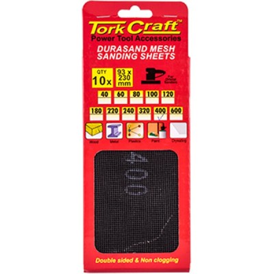 Tork Craft Durasand Mesh Sanding Sheet 400Grit 93 X 230mm 10Pc Per Pack Tork Craft Durasand Mesh Sanding Sheet 400Grit 93 X 230mm 10Pc Per Pack