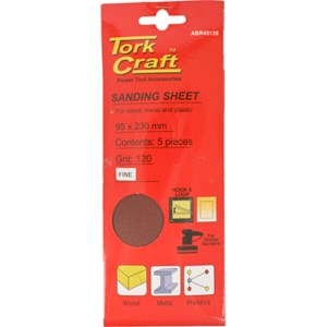 Tork Craft Sanding Sheet Orb 95 X 230mm 120gr Hook & Loop No Holes 5/Pk Tork Craft Sanding Sheet Orb 95 X 230mm 120gr Hook & Loop No Holes 5/Pk