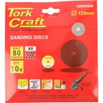 Tork Craft Sanding Disc 125mm 80 Grit Centre Hole 10/Pk Tork Craft Sanding Disc 125mm 80 Grit Centre Hole 10/Pk