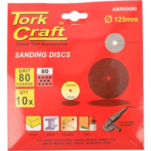 Tork Craft Sanding Disc 125mm 80 Grit Centre Hole 10/Pk Tork Craft Sanding Disc 125mm 80 Grit Centre Hole 10/Pk
