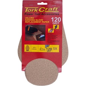 Tork Craft Spare Sanding Sheets For Glove 120 Grit (5Pc) Hand Tork Craft Spare Sanding Sheets For Glove 120 Grit (5Pc) Hand