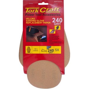 Tork Craft Spare Sanding Sheets For Glove 240 Grit (5Pc) Hand Tork Craft Spare Sanding Sheets For Glove 240 Grit (5Pc) Hand