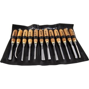 Tork Craft Chisel Set Wood Carving 12Piece In Leather Pouch Tork Craft Chisel Set Wood Carving 12Piece In Leather Pouch
