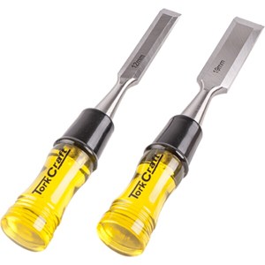 Tork Craft Wood Chisel 100mm Blade 2Pc 12/19mm With Pvc Handle Tork Craft Wood Chisel 100mm Blade 2Pc 12/19mm With Pvc Handle