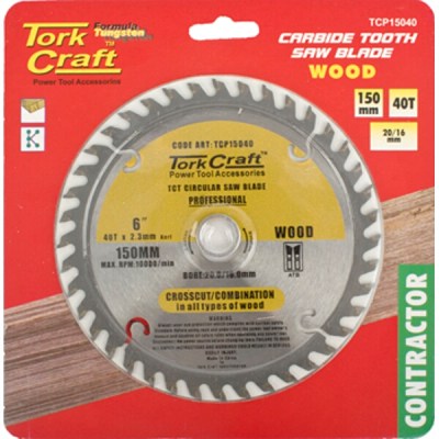 Tork Craft Blade Contractor 150 X 40T 20/16 Circular Saw TCT Tork Craft Blade Contractor 150 X 40T 20/16 Circular Saw TCT