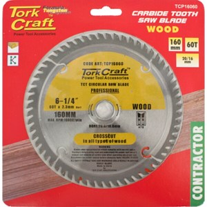 Tork Craft Blade Contractor 160 X 60T 20/16 Circular Saw TCT Tork Craft Blade Contractor 160 X 60T 20/16 Circular Saw TCT