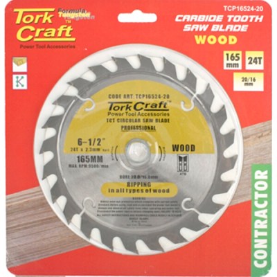 Tork Craft Blade Contractor 165 X 24T 20/16 Circular Saw TCT Tork Craft Blade Contractor 165 X 24T 20/16 Circular Saw TCT