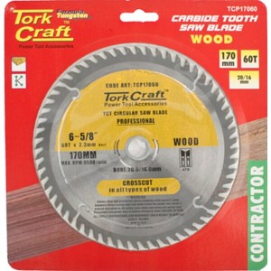 Tork Craft Blade Contractor 170X60T 20/16 Circular Saw TCT Tork Craft Blade Contractor 170X60T 20/16 Circular Saw TCT