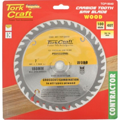 Tork Craft Blade Contractor 180 X 40T 20/16 Circular Saw TCT Tork Craft Blade Contractor 180 X 40T 20/16 Circular Saw TCT