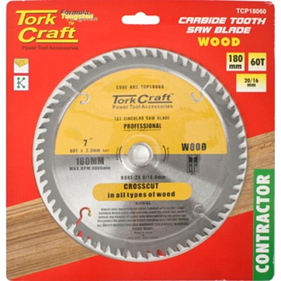 Tork Craft Blade Contractor 180 X 60T 20/16 Circular Saw TCT Tork Craft Blade Contractor 180 X 60T 20/16 Circular Saw TCT