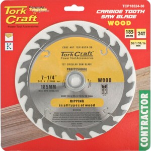 Tork Craft Blade Contractor 185 X 24T 30/20/16/1 Circular Saw TCT Tork Craft Blade Contractor 185 X 24T 30/20/16/1 Circular Saw TCT