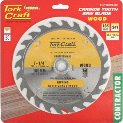 Tork Craft Blade Contractor 185 X 24T 30/20/16/1 Circular Saw TCT Tork Craft Blade Contractor 185 X 24T 30/20/16/1 Circular Saw TCT