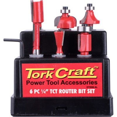 Tork Craft Router Bit Set 6Pc Plastic Box 1/4 Shank Tork Craft Router Bit Set 6Pc Plastic Box 1/4 Shank