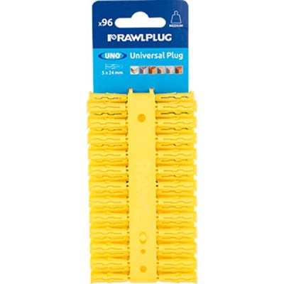 Rawlplug Universal Plug Yellow 5mm X 24mm X96-Clip Rawlplug Universal Plug Yellow 5mm X 24mm X96-Clip