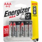 Energizer 1.5v MAX Alkaline AAA Battery Card 4+2 Free Energizer 1.5v MAX Alkaline AAA Battery Card 4+2 Free
