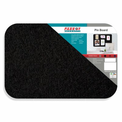 Parrot Notice Board – Adhesive Pin Board No Frame (900 x 600mm) – Black Parrot Notice Board – Adhesive Pin Board No Frame (900 x 600mm) – Black