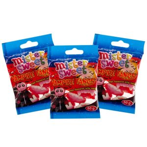 Mister Sweets – Vampire Fangs – 60g – 24 Pack Mister Sweets – Vampire Fangs – 60g – 24 Pack