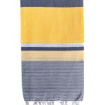Turkish Bath/Beach Towel (100% Cotton) – Navy Yellow White (100x180cm) Turkish Bath/Beach Towel (100% Cotton) – Navy Yellow White (100x180cm)