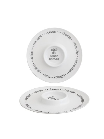 Home Classix snack platter white / black wording Home Classix snack platter white / black wording