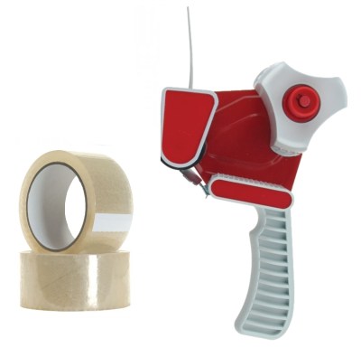 Packaging Tape Dispenser with 2 Rolls Clear Tape Packaging Tape Dispenser with 2 Rolls Clear Tape