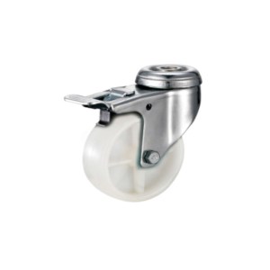 Tradequip – White Polypropylene Castor – Bolt Hole Swivel with Brake 75mm Tradequip – White Polypropylene Castor – Bolt Hole Swivel with Brake 75mm