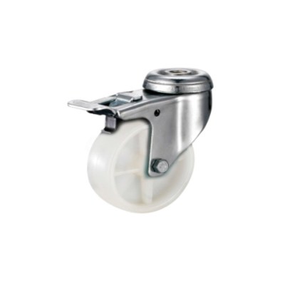 Tradequip – White Polypropylene Castor – Bolt Hole Swivel with Brake 125mm Tradequip – White Polypropylene Castor – Bolt Hole Swivel with Brake 125mm