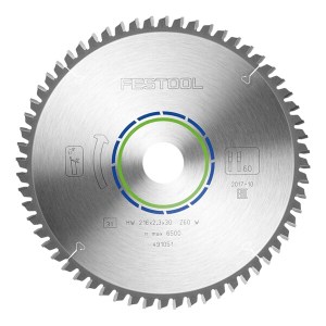 FESTOOL SPECIAL SAW BLADE 216X2,3X30 W60 491051 FESTOOL SPECIAL SAW BLADE 216X2,3X30 W60 491051