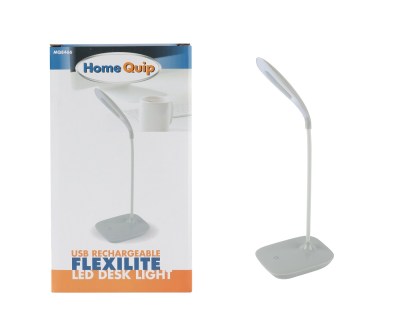 Home Quip Flexlite – USB Rechargeable Flexible Desk Light – White – light grey Home Quip Flexlite – USB Rechargeable Flexible Desk Light – White – light grey