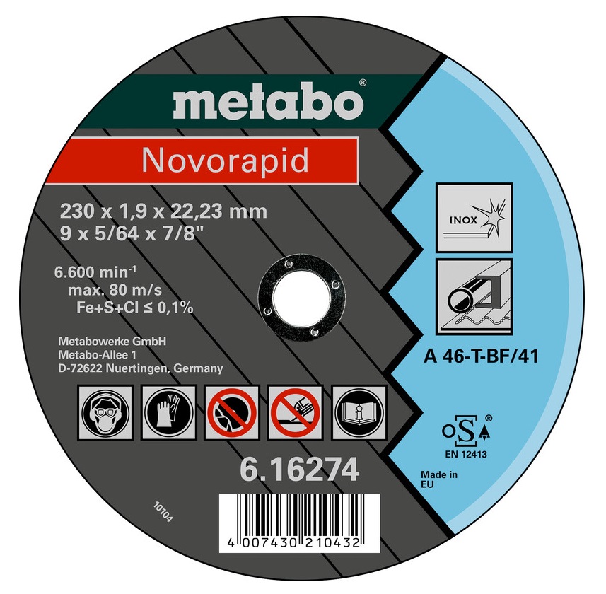 Metabo – Novorapid Grinding Disks (Pack of 10) (115 x 1.0 x 22.23) INOX Metabo – Novorapid Grinding Disks (Pack of 10) (115 x 1.0 x 22.23) INOX