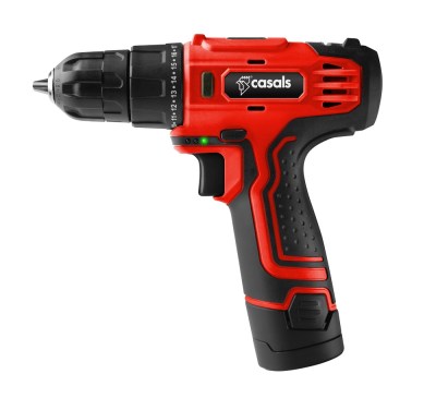 Casals Drill Cordless With Extra Battery Plastic Red 10mm 12V Casals Drill Cordless With Extra Battery Plastic Red 10mm 12V