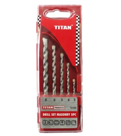 TITAN – Masonry Drill Bit Set – 5 Piece TITAN – Masonry Drill Bit Set – 5 Piece