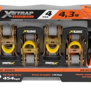 X – Strap Heavy Duty Ratchet Tie Downs – 4.3m -4 Pack X – Strap Heavy Duty Ratchet Tie Downs – 4.3m -4 Pack