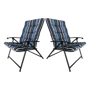Padded Folding Chairs – Striped Blue With 2 Adjustable Positions X2 Padded Folding Chairs – Striped Blue With 2 Adjustable Positions X2