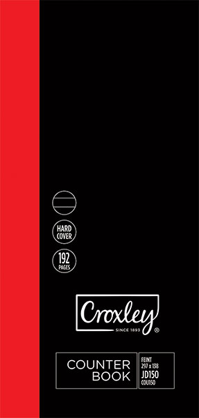 CROXLEY JD150 2-Quire 192 Page Ruled Feint & Margin 297x138mm Pack of 5 CROXLEY JD150 2-Quire 192 Page Ruled Feint & Margin 297x138mm Pack of 5