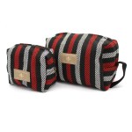 Aranda Weave Cosmetic Toiletry Bag Travel Set of 2 – Capri Black/Red Aranda Weave Cosmetic Toiletry Bag Travel Set of 2 – Capri Black/Red