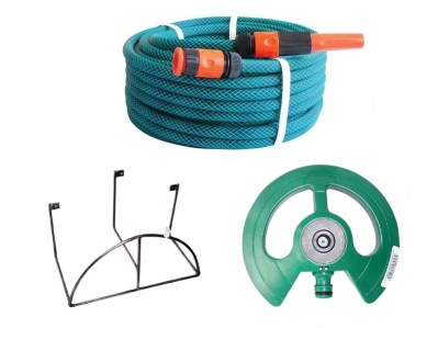 Hose Pipe Set (20m) with Fittings, Pyramid Sprinkler & Steel Hose Bracket Hose Pipe Set (20m) with Fittings, Pyramid Sprinkler & Steel Hose Bracket