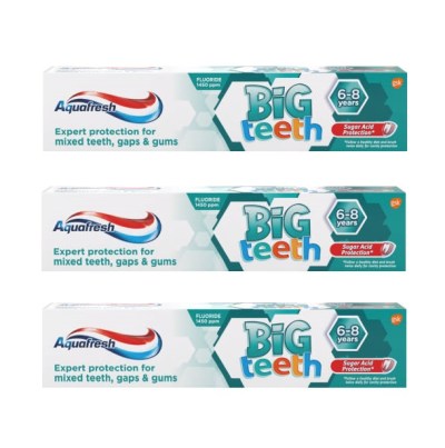 Aquafresh – Big Teeth Toothpaste for 6 – 8 Year olds (3 x 50ml) Aquafresh – Big Teeth Toothpaste for 6 – 8 Year olds (3 x 50ml)