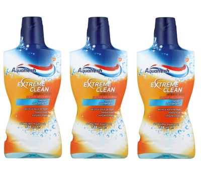 Aquafresh – Extreme Clean Fluoride Mouth Rinse Intense Mint (3 x 500ml) Aquafresh – Extreme Clean Fluoride Mouth Rinse Intense Mint (3 x 500ml)