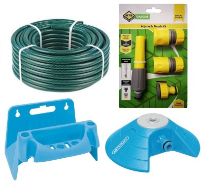 Hose Pipe Set (30m) with Fittings, Pyramid Sprinkler and Hose Reel Hanger Hose Pipe Set (30m) with Fittings, Pyramid Sprinkler and Hose Reel Hanger