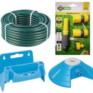 Hose Pipe Set (30m) with Fittings, Pyramid Sprinkler and Hose Reel Hanger Hose Pipe Set (30m) with Fittings, Pyramid Sprinkler and Hose Reel Hanger