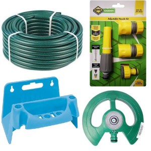 Hose Pipe Set (30m) with Fittings, Pyramid Sprinkler and Hose Reel Hanger Hose Pipe Set (30m) with Fittings, Pyramid Sprinkler and Hose Reel Hanger
