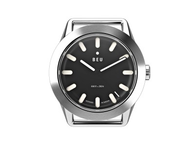 Beu Brushed Steel Case And Lava Black Face – Black & White Beu Brushed Steel Case And Lava Black Face – Black & White