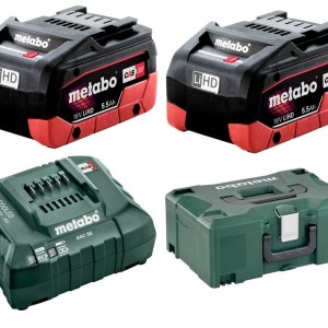 Metabo – 2 x Batteries (5.5Ah) and Charger Combo Set in MetaLoc Case Metabo – 2 x Batteries (5.5Ah) and Charger Combo Set in MetaLoc Case