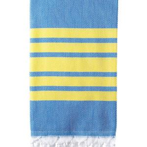 Turkish Bath / Beach Towel – Herringbone (100x180cm) – Blue and Yellow Turkish Bath / Beach Towel – Herringbone (100x180cm) – Blue and Yellow