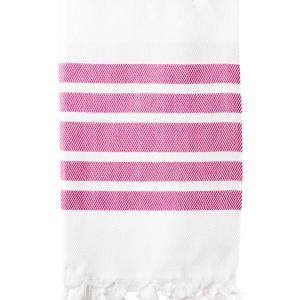 Turkish Bath / Beach Towel – Herringbone (100x180cm) – White and Pink Turkish Bath / Beach Towel – Herringbone (100x180cm) – White and Pink