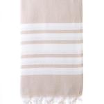 Turkish Bath / Beach Towel – Herringbone (100x180cm) – Sand and White Turkish Bath / Beach Towel – Herringbone (100x180cm) – Sand and White